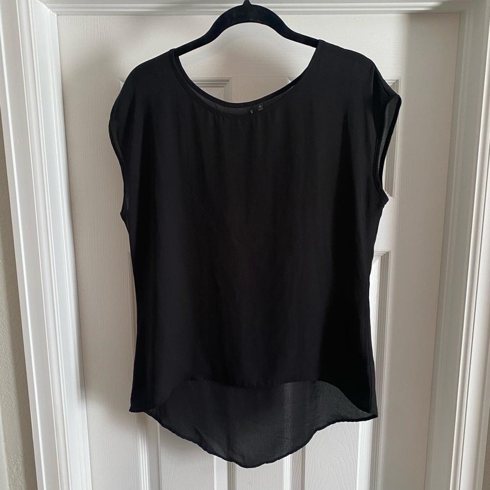Black Sheer Scoop Neck Blouse